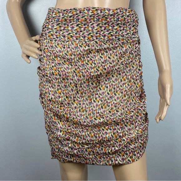 NEW BA&SH RUCHED METALLIC PRINT CHIFFON MINI SKIRT - Picture 2 of 10
